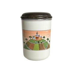 VTG Rare Villeroy & Boch Naïf Porcelain Field With Farmers Folk Art Canister